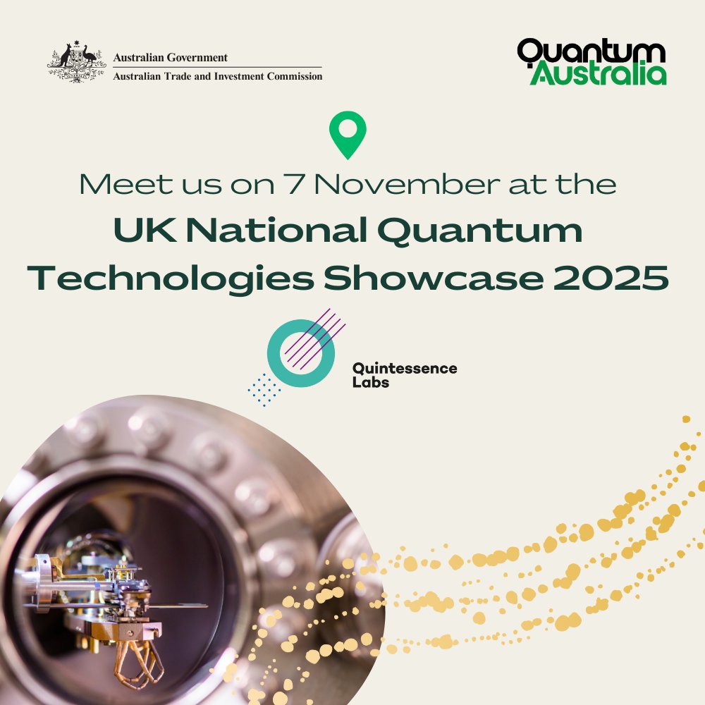 QuintessenceLab's tweet image. Australia’s #quantum industry is moving from breakthrough research to real-world impact—set to deliver A$6.1B to the economy by 2045. 
Discover our role at the Australia Stand at @innovateuk&apos;s National Quantum Technologies Showcase, Nov 7 in London.
🔗hubs.li/Q03PMP5c0
