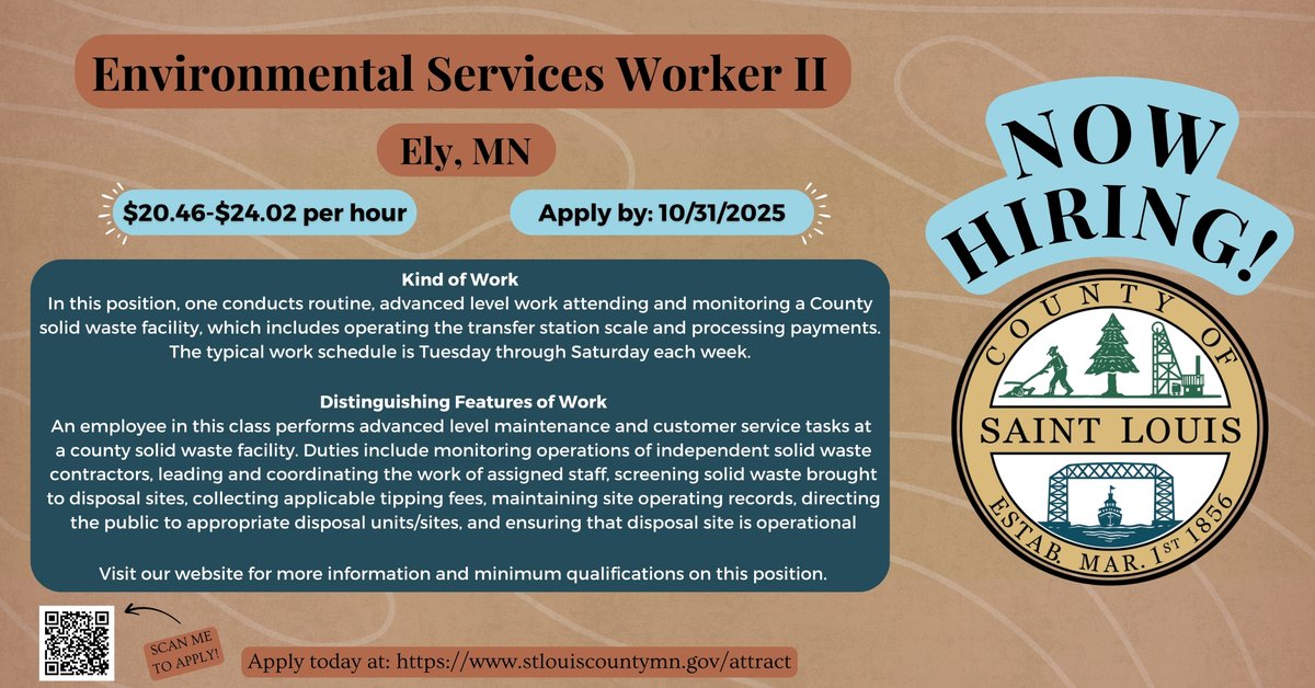 Check out this new employment opportunity in Ely, MN!