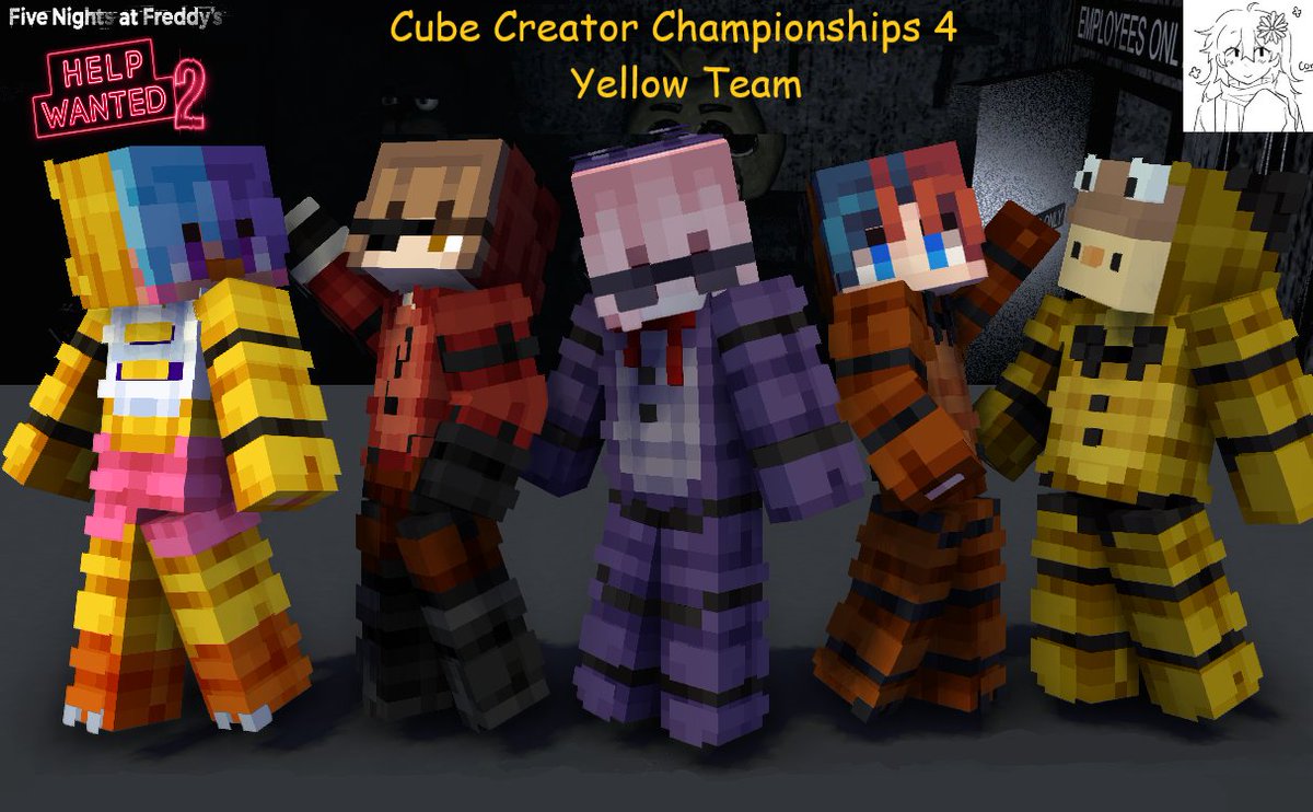 🎩I love turning my friends into stupid little fnaf creatures smiles

🎤I haven't posted skins in a while so have these skins and renders that I made for my cube team :3