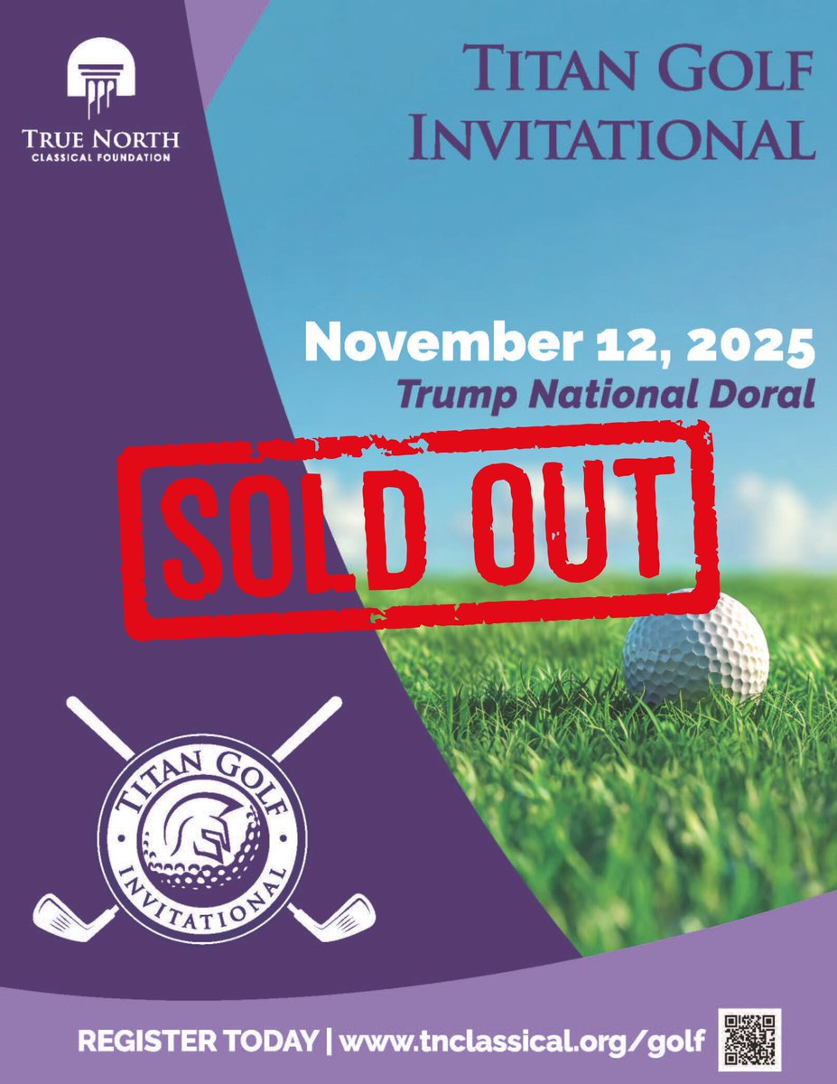 We’re thrilled to share that the Titan Golf Invitational at Trump National Doral is officially sold out! Thank you to everyone who has registered to play and to our generous sponsors. (1/2)