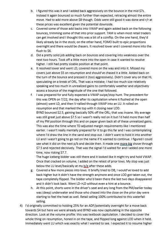 Egalmar1's tweet photo. $BYND | MR

Opp of the year - multi TF alignment, unlimited liquidity, retail frenzy, super clean PA & tape. Honestly think I traded this about as well as I could’ve; certainly one of my best charts of the year. It should’ve been a PR trade but it isn’t. I traded it from a position of comfort instead of leaning into the risk that this trade deserved.

2 Ls short in the PM, positioned short again on the turn around which I traded for hours, flipped long on the washout, short again in the $4.6s, covered that through $3, and flipped long one last time.

Excerpt from today’s DRC attached.