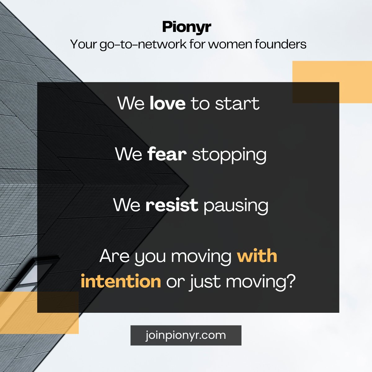 JoinPionyr's tweet photo. Founders love to start. We hate to stop. We resist pause.

But traction comes from rhythm, clarity &amp; choice.

👉Start: Talk to customers
👉 Stop: Cut distractions &amp; focus on 1 problem
👉 Pause: Reflect on what works

Build with intention. Are you?

#Founders #Startups #Pionyr https://t.co/yTZQlTsSoN