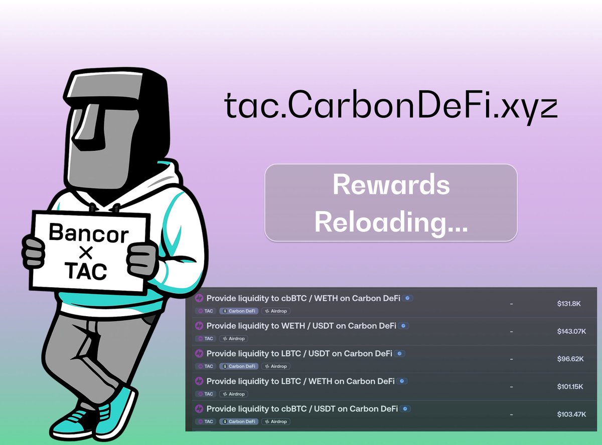 <a href="/Bancor/">Bancor</a> <a href="/CarbonDeFixyz/">Carbon DeFi</a> <a href="/TacBuild/">TAC (🫰,✨️)</a> <a href="/merkl_xyz/">Merkl</a> So when one campaign ends, another one begins. 
Chef's kiss 🤌💋