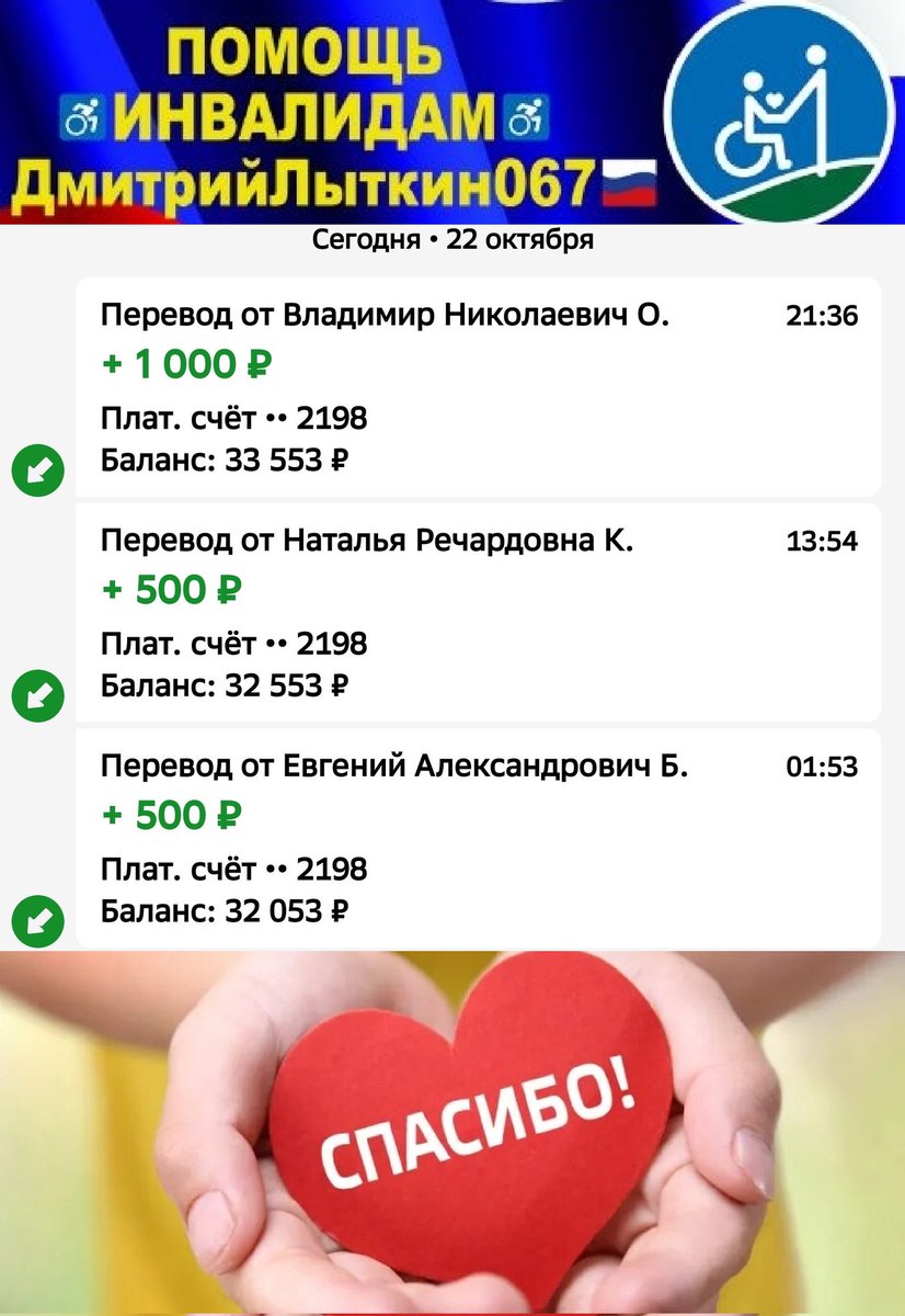 kLsbHlhjUfxzm1b's tweet image. ДРУЗЬЯ
Всем кто помогает от души СПАСИБО❤️
Анастасии Дубовик из Сочи
на♿ЭлКоляску+Lifepo4🔋АКБ
собр.33553р=17,82%💪
нужно ещё 1544647р
резерв до 4дек
но сбор замедлился а часы нет🆘
100 500 1000р
Сколько Можете🙏
РЕКВИЗИТЫ ДЛЯ ПОМОЩИ
на QR-код и по ссылке t.me/litkin067