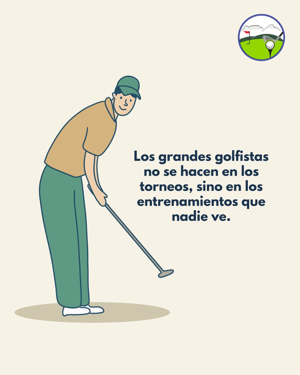 AGVM1's tweet image. Los trofeos se ganan en el campo, pero los grandes golfistas se construyen en el driving range al amanecer, en el putting green bajo la lluvia, en los entrenamientos que nadie ve. ¡Esa es la verdadera diferencia! 🏌️‍♂️🌟 #DedícateAlGolf #PracticeMakesPerfect