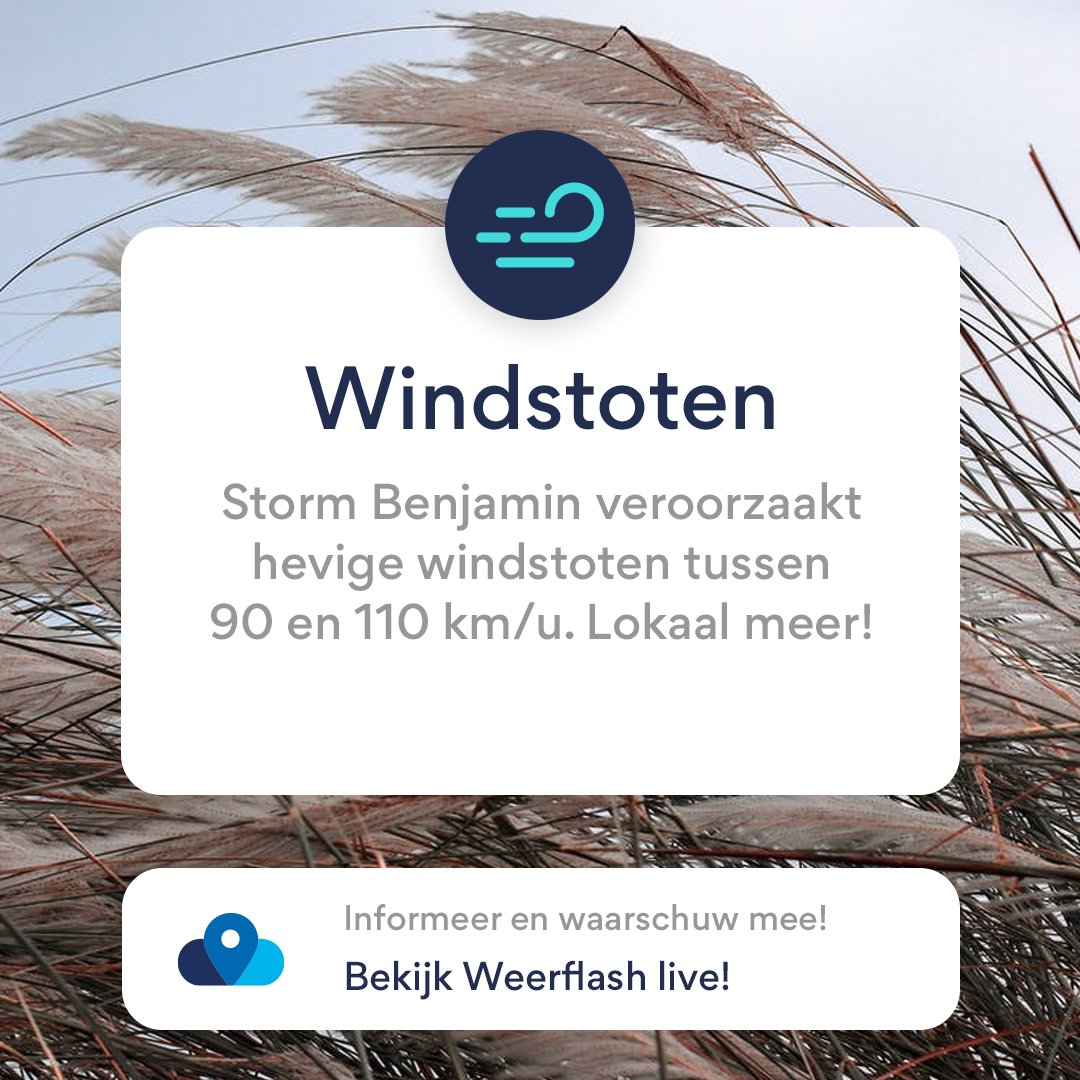 We zetten ons schrap voor een grote piek in onze weerapp. Dat heeft alles te maken met #storm #Benjamin die de Lage Landen nadert en zijn gevolgen zal hebben. De kans op stormschade is navenant. Bedankt voor jullie waardevolle &amp; lokale #weermelding!