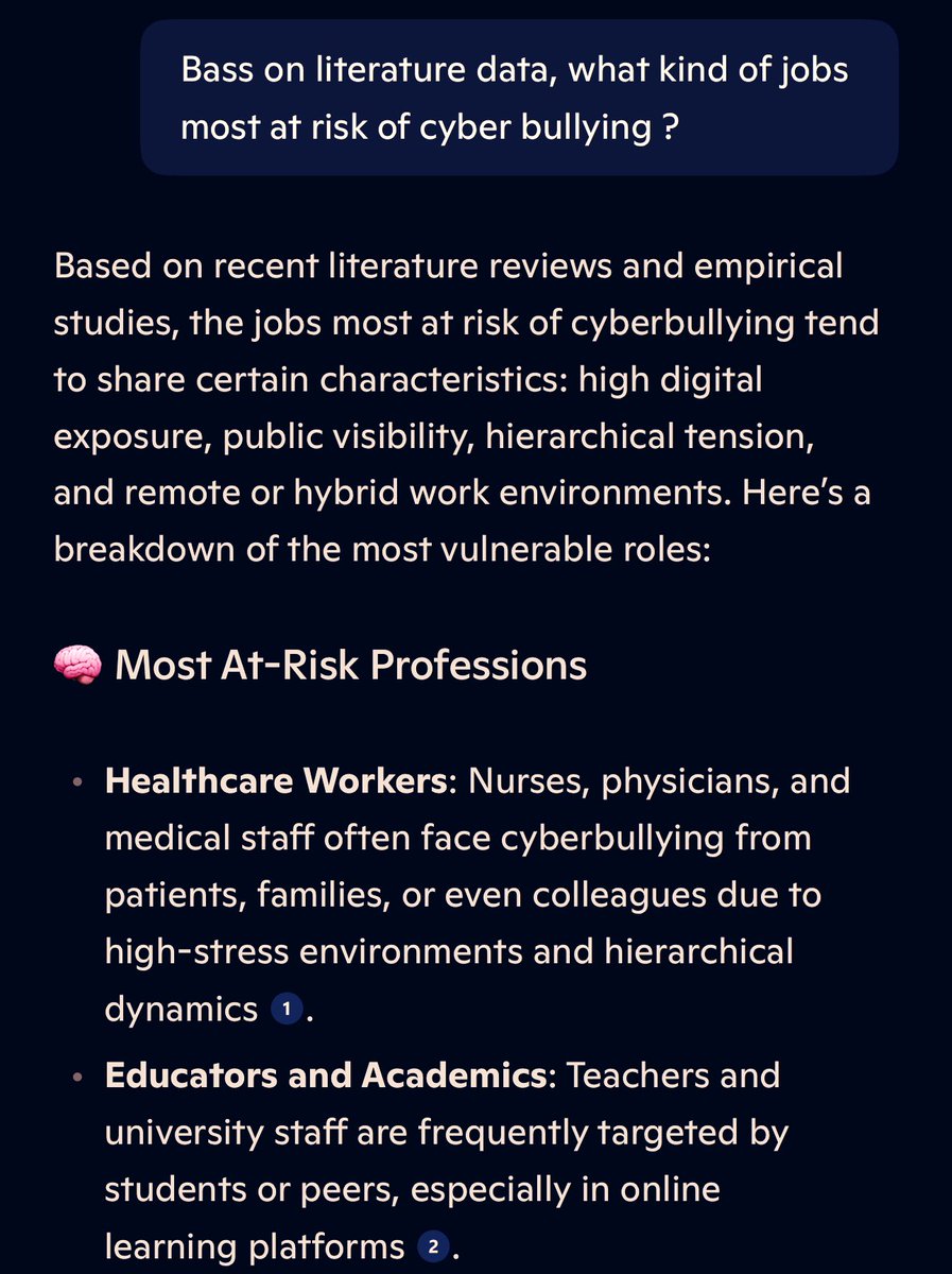 التغريدة هذي فتحت عيني على أشياء صادمة: 

١- مهنة الطب والتمريض هم الوظيفة الأكثر عرضة للتنمر الإلكتروني بناءً على الدراسات. 

٢- التنمر الإلكتروني والحدية في السوشيال ميديا ضد ممارسي الصحة يعتبر من الظواهر الحديثة اللي فيه عليها دراسات تحليلية واجتماعية ولسى باقي التباحث في