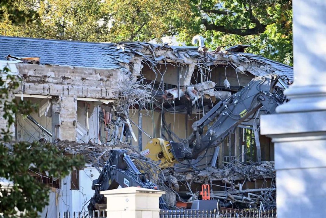 On Sept 11th, 2001 brave passengers of United flight 93 prevented terrorists from carrying out the planned crash into the White House.  This week, 24 years later, Donald J Trump carried out the plan of Bin Laden and demolished part of the White House.