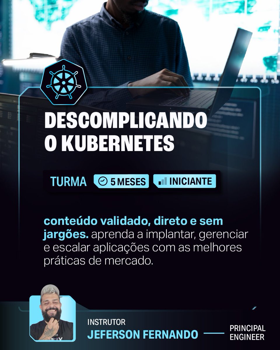 LINUXtipsBR's tweet image. 🚨As vagas para a nova turma do Descomplicando o Kubernetes estão quase esgotadas! Chegou a hora de dominar uma das tecnologias mais usadas pelas maiores empresas do mundo. 
Garanta sua vaga agora aqui bit.ly/47Bog4q e aproveite a opção de até 6x sem juros!