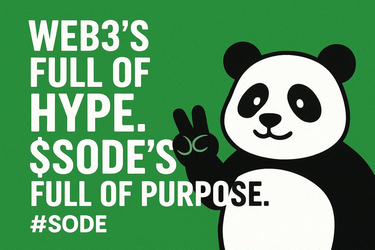 SODE_panda's tweet image. 💬 Web3’s biggest problem? Empty hype &amp;amp; short-lived engagement.
💡 The fix? $SODE — a social-to-value ecosystem that rewards real community energy.

No more vibes without value.
We’re building something that lasts. 🐼💚
#SODE #Web3 #CryptoCommunity #BUIDL