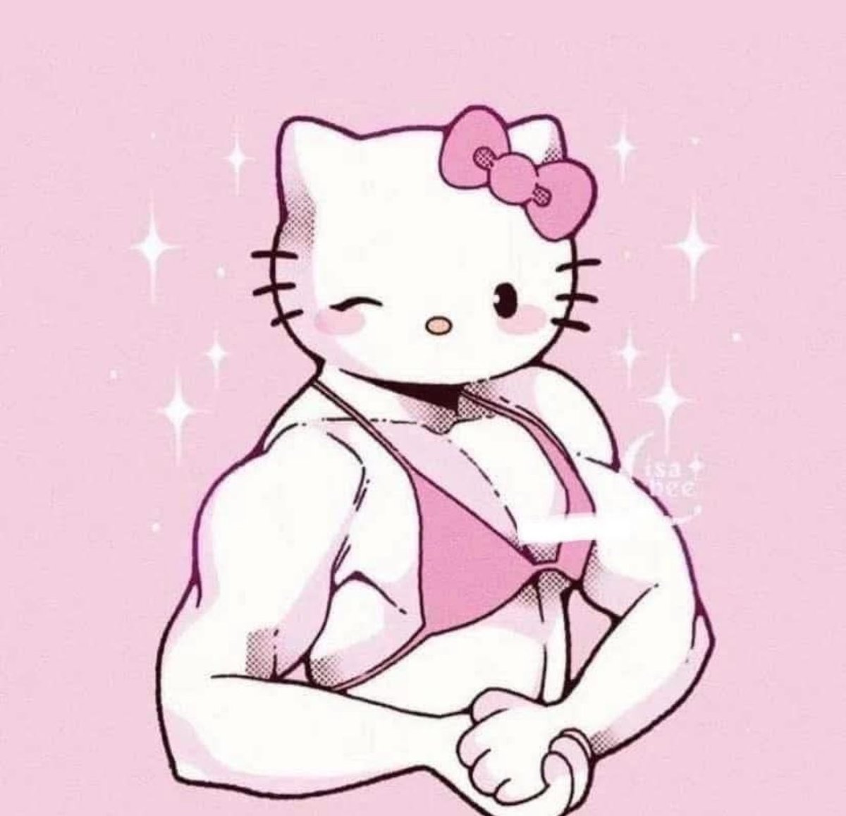 chaeryeongsLOG's tweet image. chaeryeong as muscular hello kitty ☺️