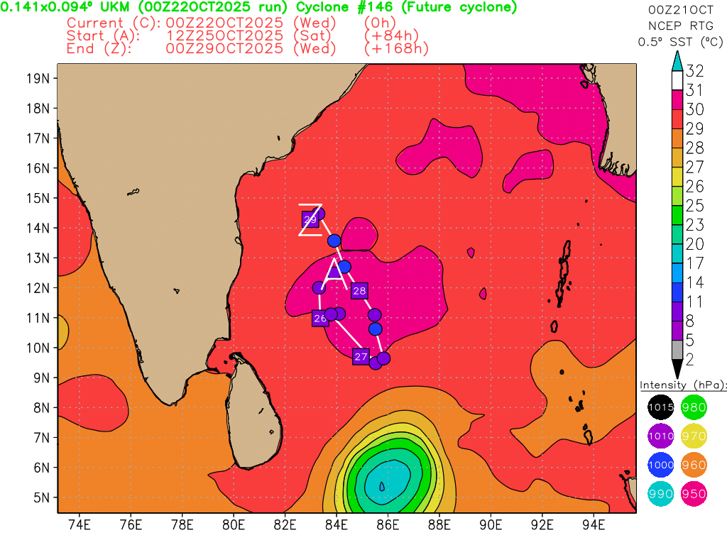 BHASKARANSHIVAR's tweet photo. #ChennaiRains #NorthEastMonsoon The upcoming system by two models #NAVGEM & #UKM Say bye bye to NI93 and keep track this https://t.co/VghnhXZTH4