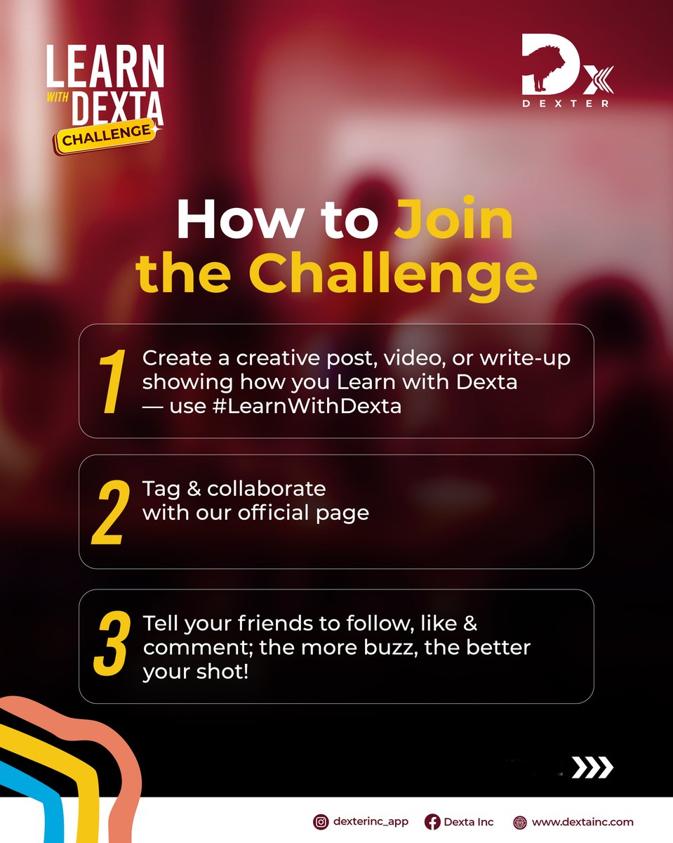 dextainc's tweet image. Are you ready to put your skills to the test?
The #LearnWithDexta Challenge rewards creativity, effort, and community.

Join the movement, showcase your brilliance, and win up to ₦50,000!

ENTRY HAS STARTED. Tag the people you&apos;d like to see win this challenge.

#skillchallenge