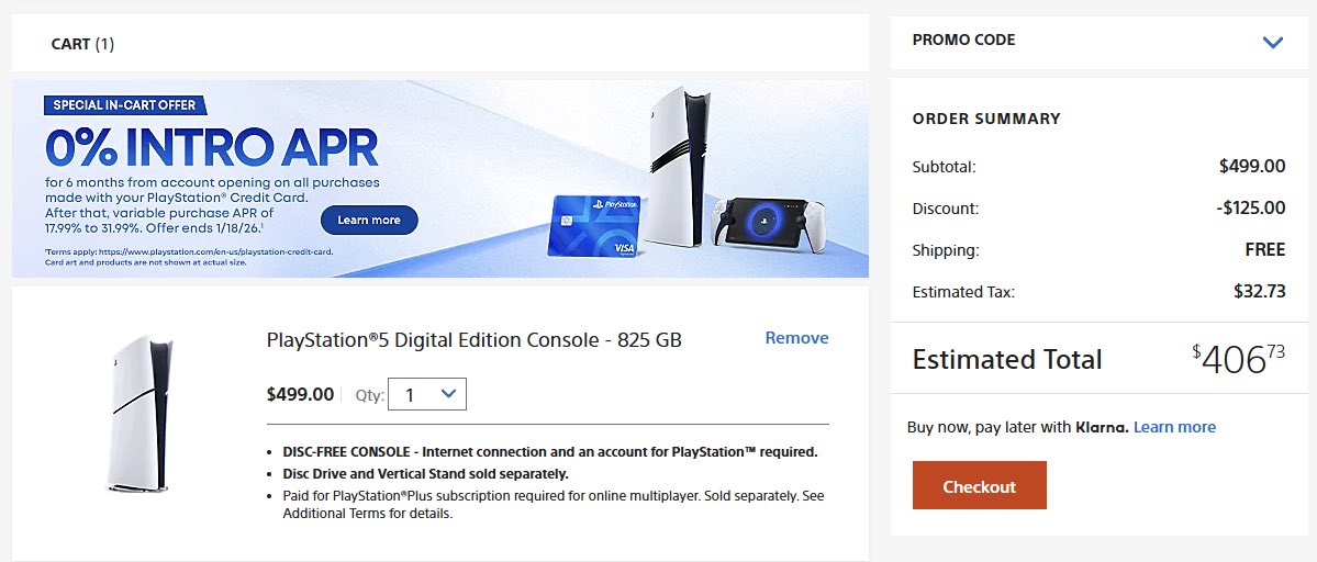 informalgadget's tweet photo. https://t.co/bwtPHtJQ8z

 $125 off PS5 Digital
code: PS5KLARNA https://t.co/jNKl5IvUxC