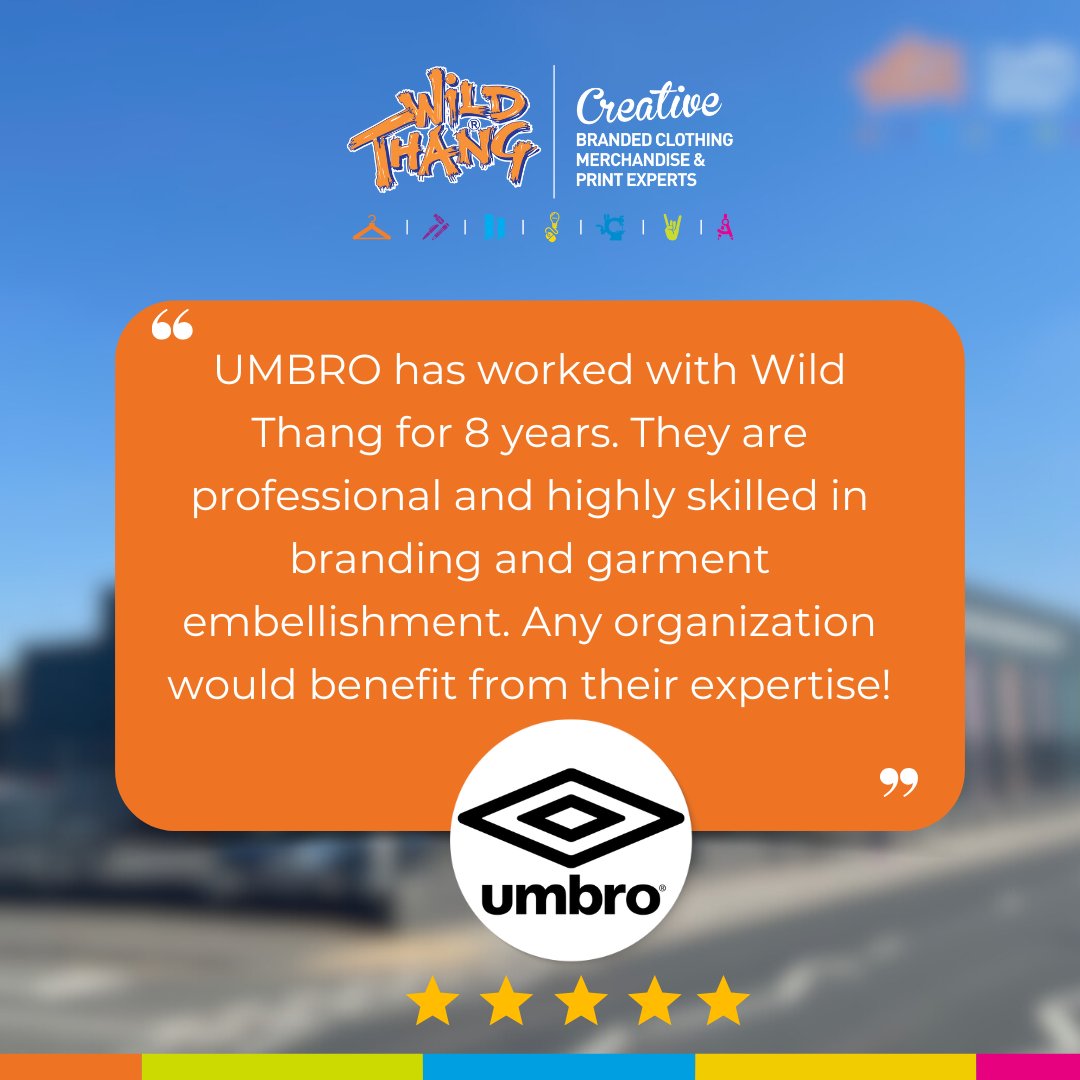 🗣️This month’s testimonial spotlight shines on our long-standing partnership with the legendary Umbro brand!

👏 Make sure to head to our testimonial page to see the rest of our amazing testimonials: wildthang.co.uk/testimonials

#Testimonial
