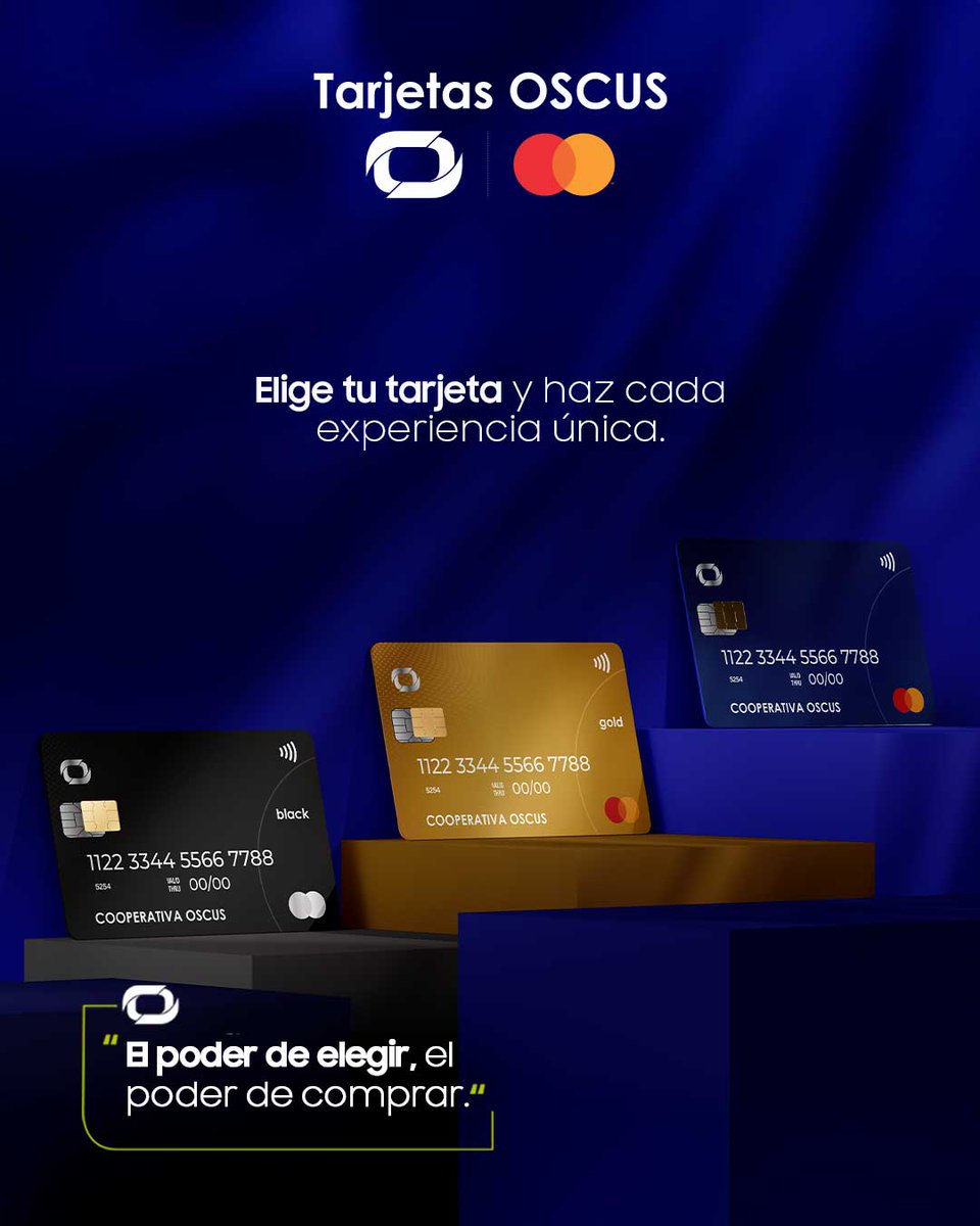 CoopOSCUS's tweet image. 💳 Elige tu tarjeta, vive a tu manera.
Con las Tarjetas OSCUS tienes el poder de decidir cómo, cuándo y dónde disfrutar tus compras.
✨ Black, Gold o Clásica… cada una está hecha para ti.
#TarjetasOSCUS #ElPoderDeElegir #FinanzasQueTeAcompañan