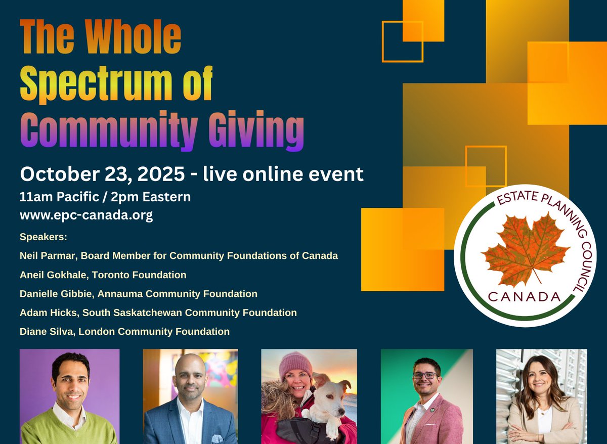 LdnCommFdn's tweet image. We know advisors want to help clients give back. Community Foundations can help. Join the Estate Planning Council of Canada&apos;s online event on October 23 for information on how partnering with a Community Foundation can help your clients. Register at loom.ly/nSDyoQg