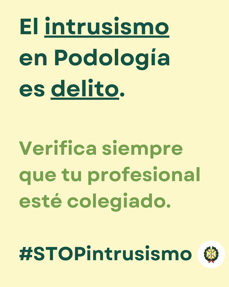 CGPodologos's tweet photo. 👣 La Podología solo puede ejercerse con titulación universitaria y colegiación.
El intrusismo es un delito que pone en riesgo la salud de los pacientes.
Verifica siempre que tu profesional esté colegiado.
#PodologíaSegura #IntrusismoProfesional #CGCOP #ColPodCat https://t.co/JDwZII5LIh