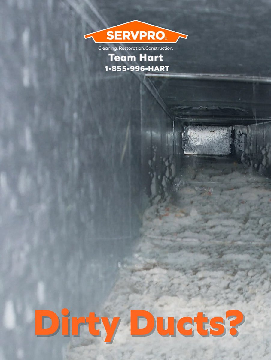 servproteamhart's tweet image. Dirty ducts mean dirty air. 😷

SERVPRO Team Hart can help clear out dust, debris, and allergens so you can breathe easier. 🌬️
Call 1-855-996-HART.

#SERVPRO #AirDuctCleaning #CleanerAir #SERVPROTeamHart