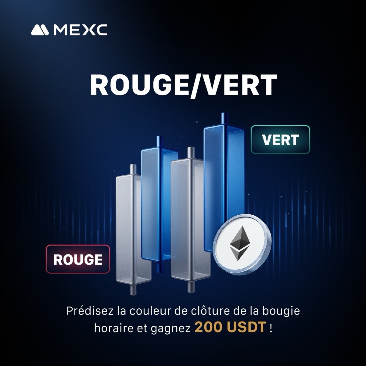 MEXC_Francophone (@mexcfrancophone) on Twitter photo 🚨 Événement de prédiction pour les #MEXCers 🔥
💵 200 USDT pour 1⃣ gagnant
🕯️ Pour participer, il suffit de prédire la couleur de la dernière bougie de fermeture de ETH en Hourly en Octobre et remplir le formulaire ici 👇
gleam.io/cQtUk/evenemen…
⌛️ Durée : vous avez jusqu'au 🚨 Événement de prédiction pour les #MEXCers 🔥
💵 200 USDT pour 1⃣ gagnant
🕯️ Pour participer, il suffit de prédire la couleur de la dernière bougie de fermeture de ETH en Hourly en Octobre et remplir le formulaire ici 👇
gleam.io/cQtUk/evenemen…
⌛️ Durée : vous avez jusqu'au