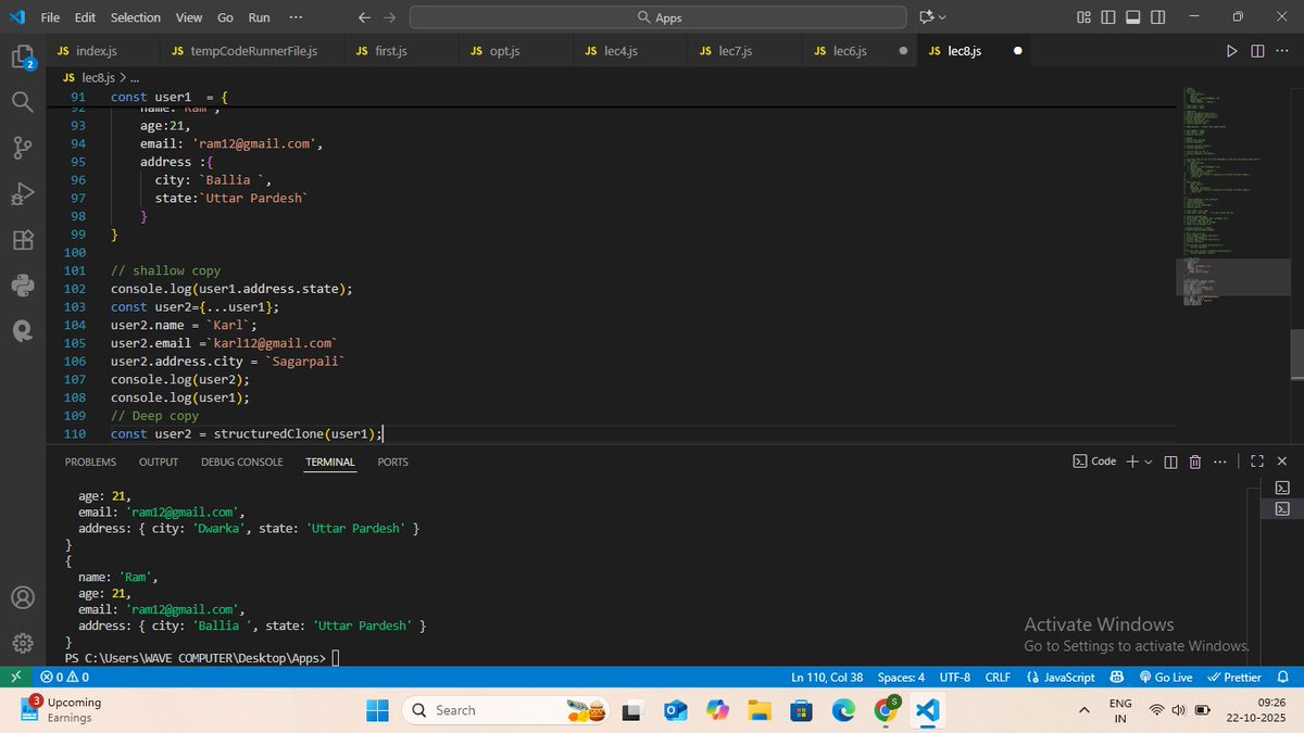 SanjanaSah67457's tweet image. Day 8 of #DaysOfCode — Learning JavaScript 🧠
Today's topic: Objects
🔷 First principal CRUD (creating, reading, updating, deleting)
🔷 Modern Method like Object.Keys, Object.values, Object.entries
🔷 Access values using dot or bracket notation
Keep Learning!
#codergirl #JS