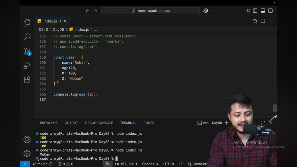 SanjanaSah67457's tweet image. Day 8 of #DaysOfCode — Learning JavaScript 🧠
Today's topic: Objects
🔷 First principal CRUD (creating, reading, updating, deleting)
🔷 Modern Method like Object.Keys, Object.values, Object.entries
🔷 Access values using dot or bracket notation
Keep Learning!
#codergirl #JS