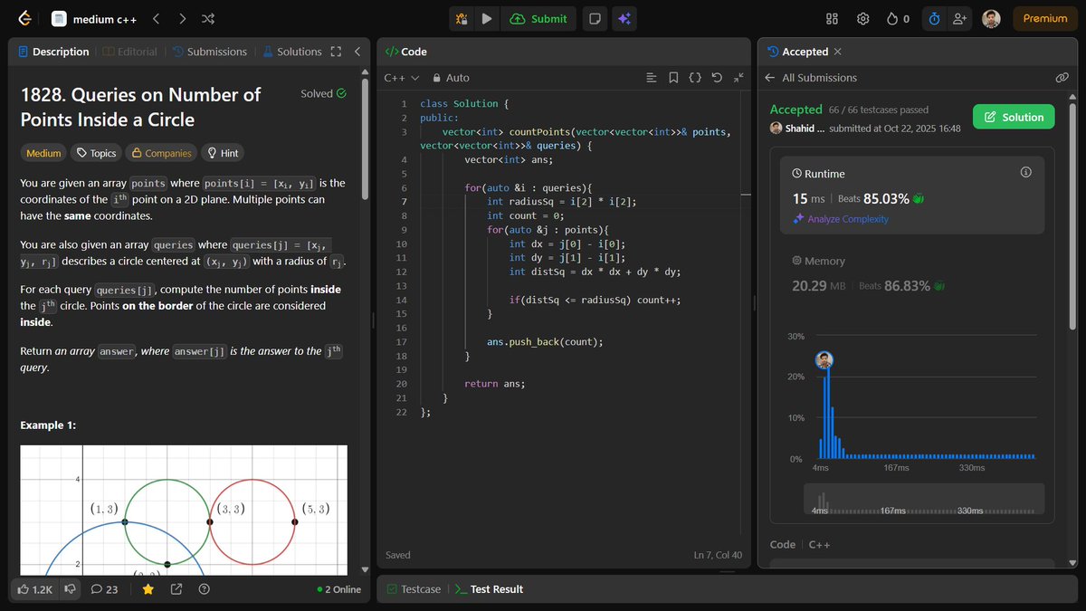 shahidx_05's tweet image. Day 222 – #365DaysOfCode

🎯 DSA
✅ Points Inside a Circle
✅ GFG POTD – Nearly Sorted
✅ Codeforces 1359A – Berland Poker
✅ CodeChef Contest 

🌐 Web Dev
✅ Learned React Props &amp;amp; Styling in CSS

#DSA #LeetCode #GfG #WebDevelopment #LearnInPublic #ProblemSolving #BuildInPublic