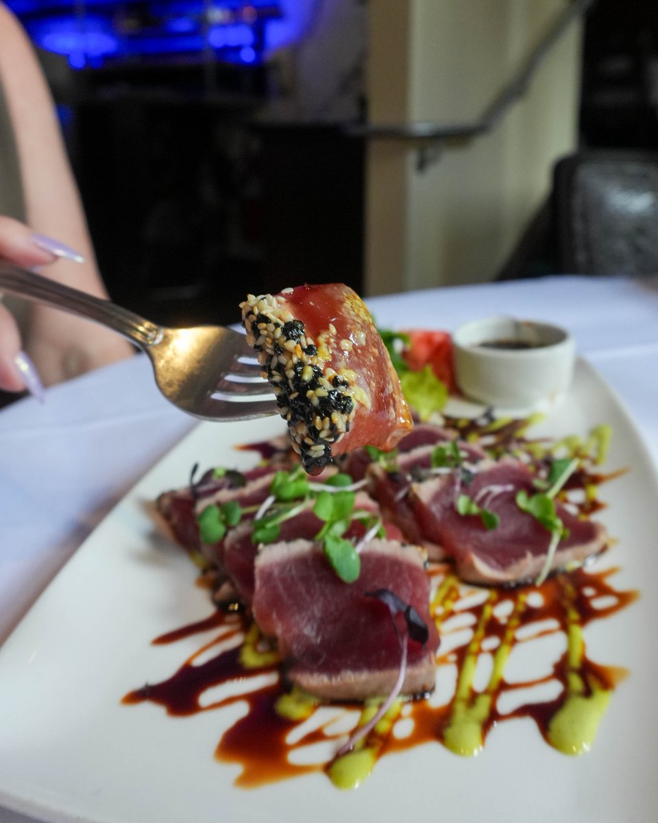 Where flavor meets elegance in a tender bite.

🐟: Seared Sesame Crusted Yellowfin Tuna