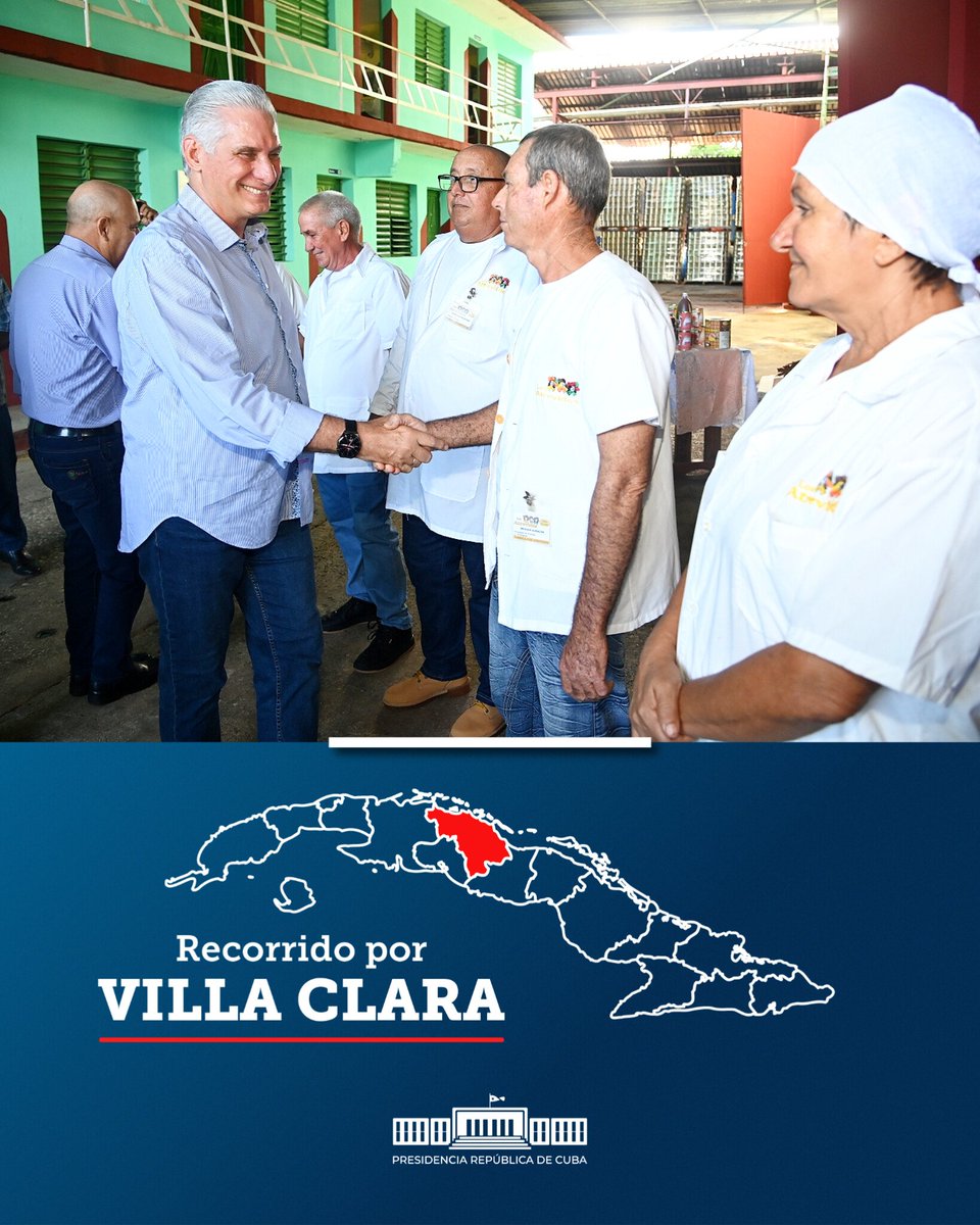 🇨🇺| Por el municipio villaclareño de Remedios, el Presidente <a href="/DiazCanelB/">Miguel Díaz-Canel Bermúdez</a> continuó los intercambios en las localidades para conocer de primera mano experiencias que son referentes y demuestran en su gestión que a pesar de adversidades, el hombre y su voluntad hacen la diferencia.
