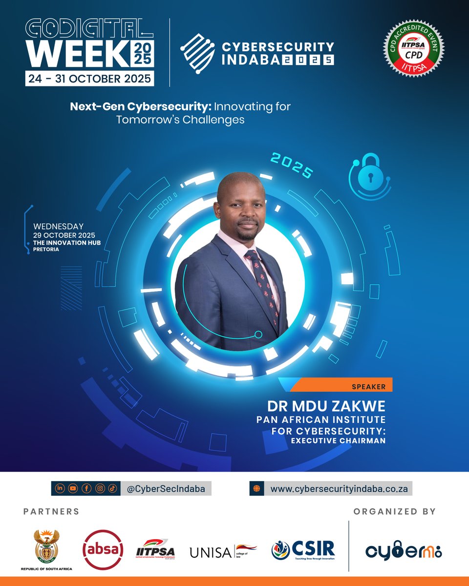 Speaker Spotlight | #CybersecurityIndaba2025

Meet Dr Mdu Zakwe, a Chartered Accountant, entrepreneur, and cybersecurity education trailblazer with a PhD in Cybersecurity Education and certification from MIT.

Get ready to be inspired by his visionary take on cybersecurity.