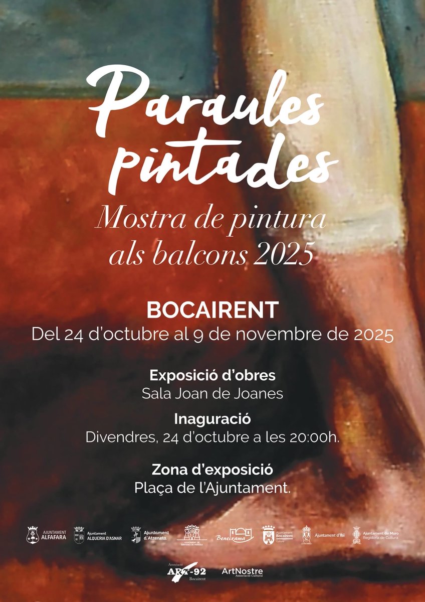 🎨 Paraules pintades 2025 🎨
Divendres de vesprada s’inaugura una nova mostra de pintura als balcons, que adornarà els nostres carrers fins el dia 9 de novembre.