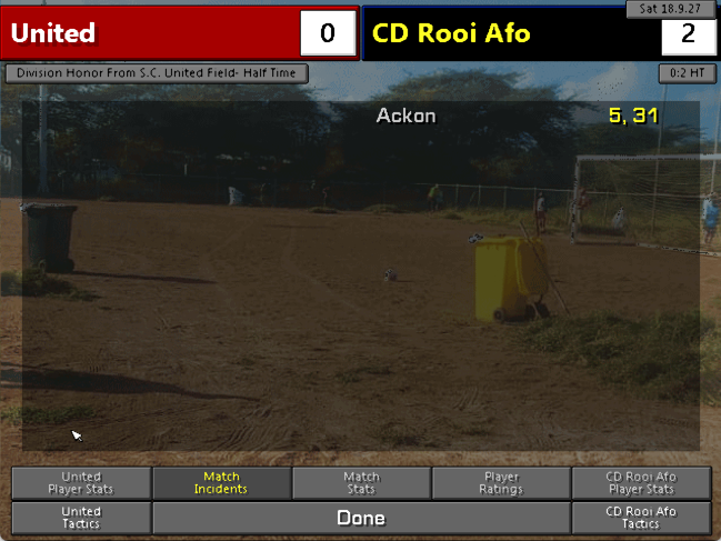SC United's pitch background gets me every time. Trash bins and all :)