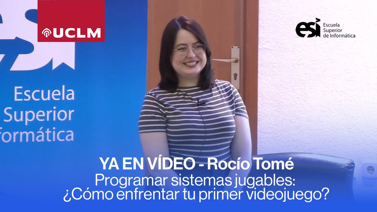 Ya puedes disfrutar el vídeo completo de la conferencia «Programar sistemas jugables: ¿Cómo enfrentar tu primer videojuego?» impartida por Rocío Tomé <a href="/RothioTome/">Rocío Tomé</a>  👉 esi.uclm.es/index.php/2025…