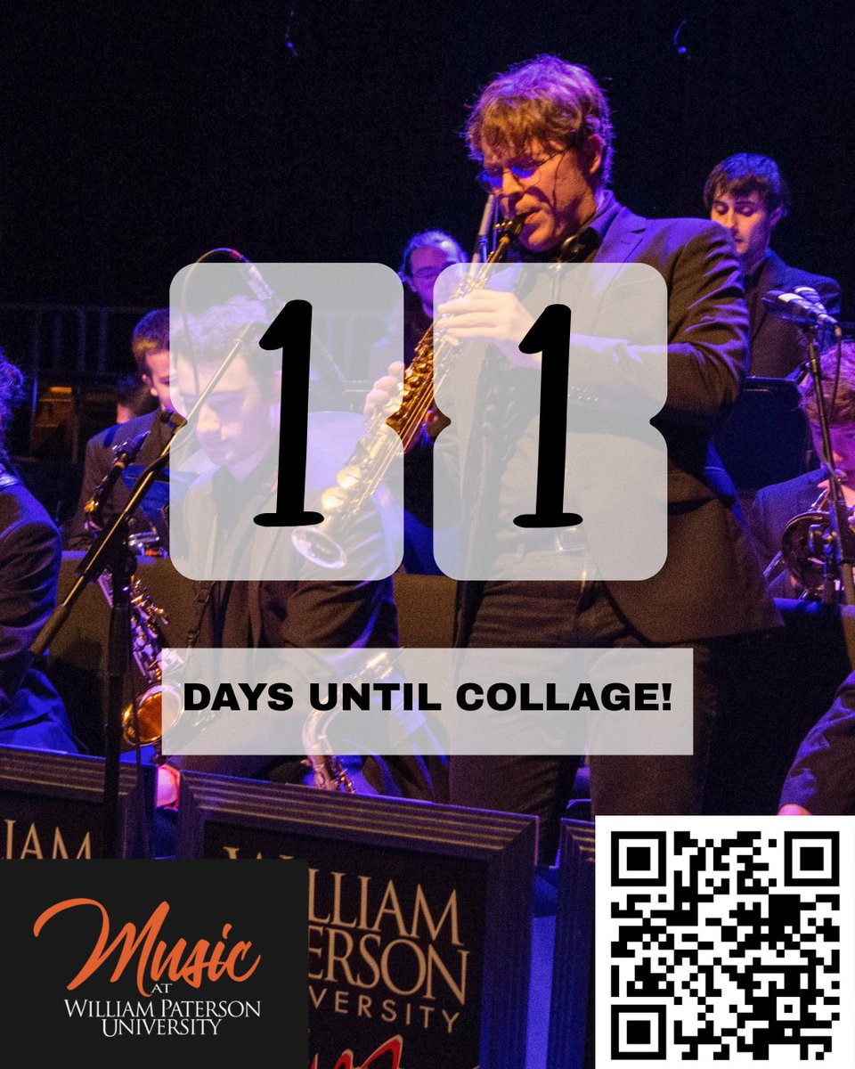 11 days until Collage!, an exhibition of the music department that doubles as a fundraiser for WP music scholars! Buy tickets using the QR code or at the link in our bio. We hope to see you there! 🧡🐻