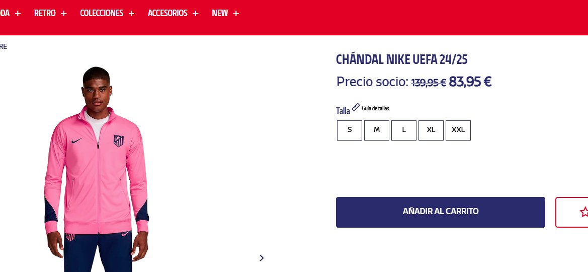 Así nos cuidan. Este chandal si no eres socio 40€ y si lo eres 83 €. shop.atleticodemadrid.com/es/chandal-nik…