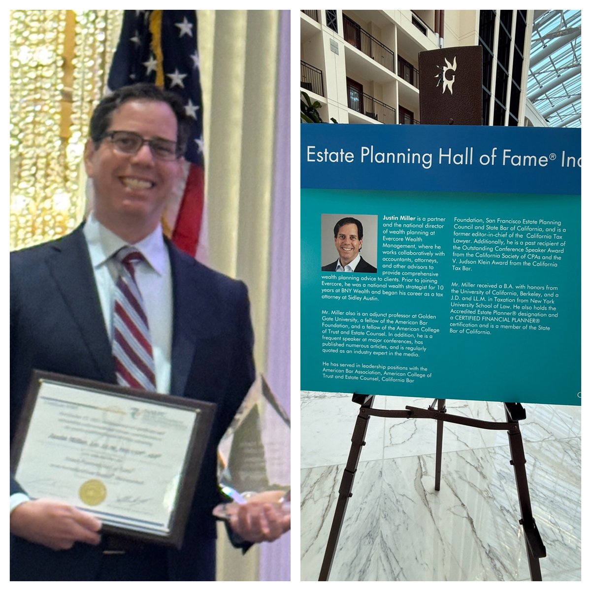 justinmilleresq's tweet photo. Only slightly less famous than the NBA Hall of Fame, I am incredibly honored to be inducted into the Estate Planning Hall of Fame® by the National Association of Estate Planners & Councils. Fortunately, my lack of height, speed and jumping ability was not a factor. #NAEPC https://t.co/wRsaZ05VuV