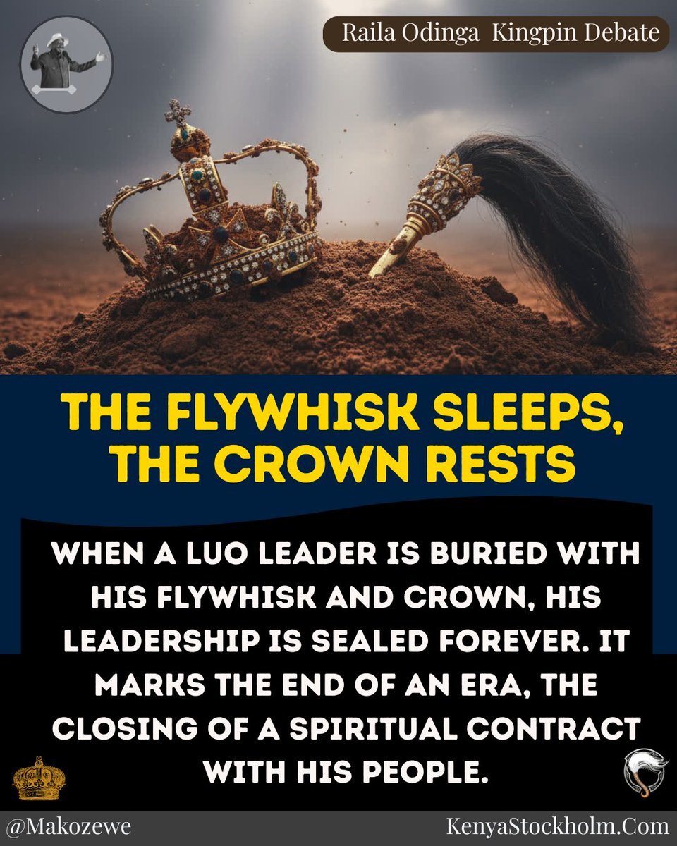 KisumuCityNews's tweet image. When a Luo leader is laid to rest with his flywhisk and crown, it signifies the end of an era — the eternal sealing of his spiritual covenant with his people.

#LuoCulture #AfricanSpirituality #AncestralWisdom #Heritage #leadership CulturalHeritage  #RailaOdinga