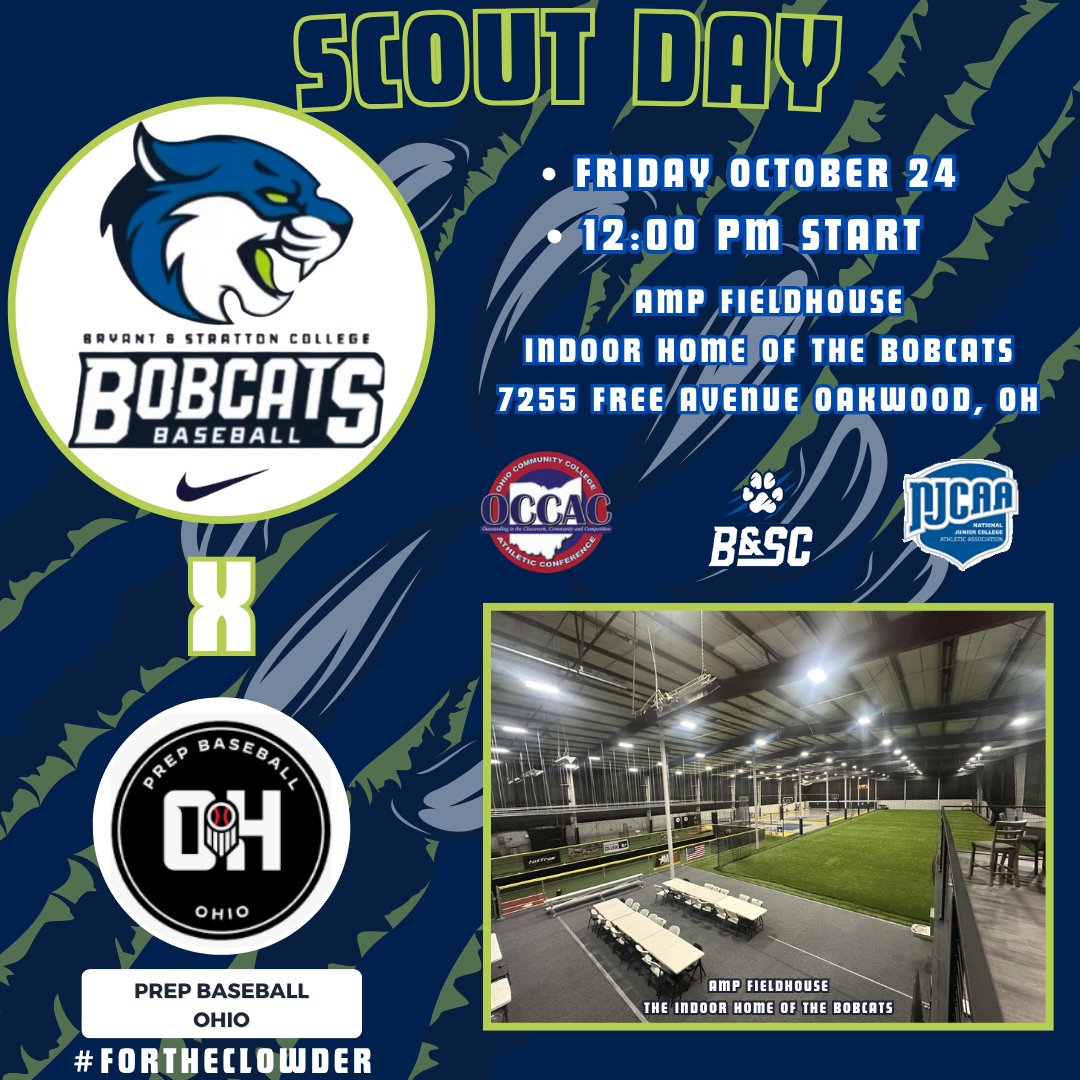 BSC_OHBaseball's tweet photo. 🚨BOBCATS SCOUT DAY🚨
Follow along or come watch a talented group of guys show out on Friday! 
Due to forecasted weather the event will be indoors.
Coaches that are not in a quiet period are encouraged to attend.
@PrepBaseballOH 
@PB_JUCO https://t.co/wsYXIjbgSj