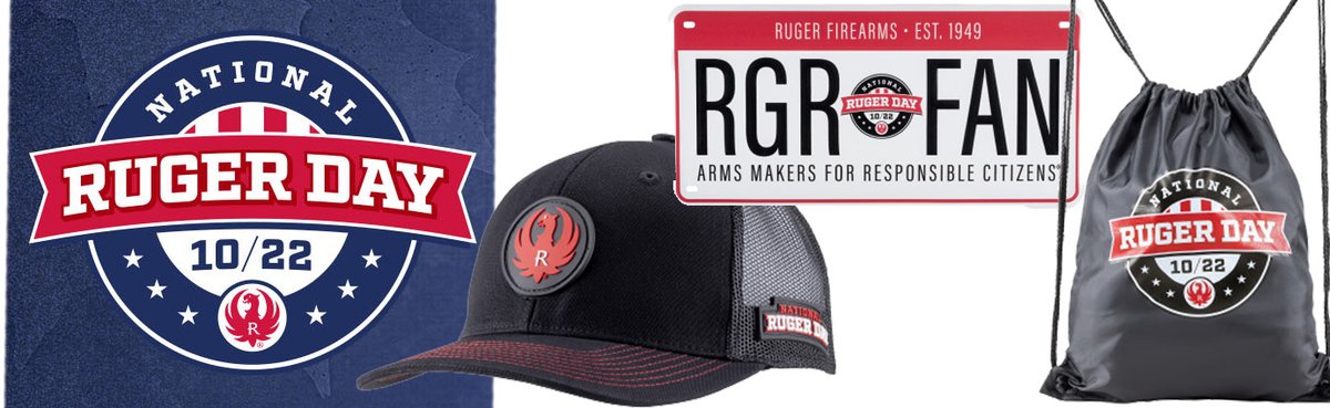 Today  is Oct 22nd - RUGER DAY 10/22! Come into our store in Prescott on 10/22 to get a free item of Ruger swag: hats, bags, license  plate, or sticker, no purchase needed, and see the special Ruger deals! (While supplies last, one item per customer) jgsales.com/?s=ruger+licen…