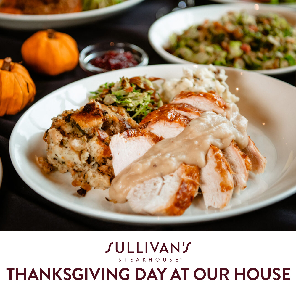 Let Sullivan's Steakhouse handle the Thanksgiving feast this year! Enjoy a three-course dinner featuring roasted turkey with apple sausage stuffing, your choice of savory sides, and decadent desserts like cheesecake or crème brûlée.

dinenaperville.com/holiday-specia…