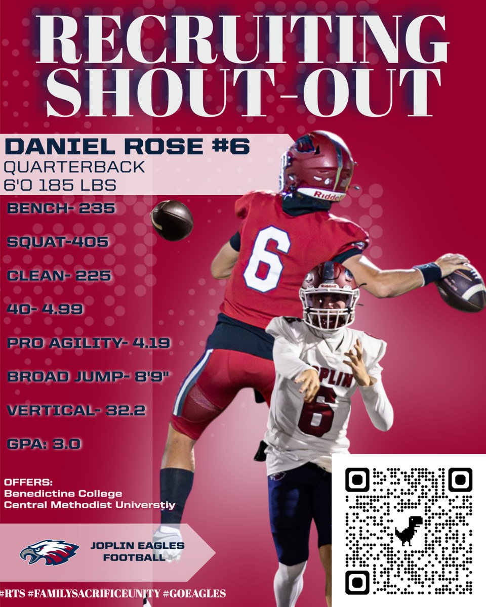 Daniel Rose has been our starting Quarterback the last two years.
 In 16 career starts, he has an 11-5 record with a 21-10 TD:INT Ratio. Dano has compiled 2,754 career passing yards with 156 on the ground &amp; 4 TDs. Good touch and works the pocket well!   

Check out <a href="/DanielRose6_/">Daniel Rose</a>