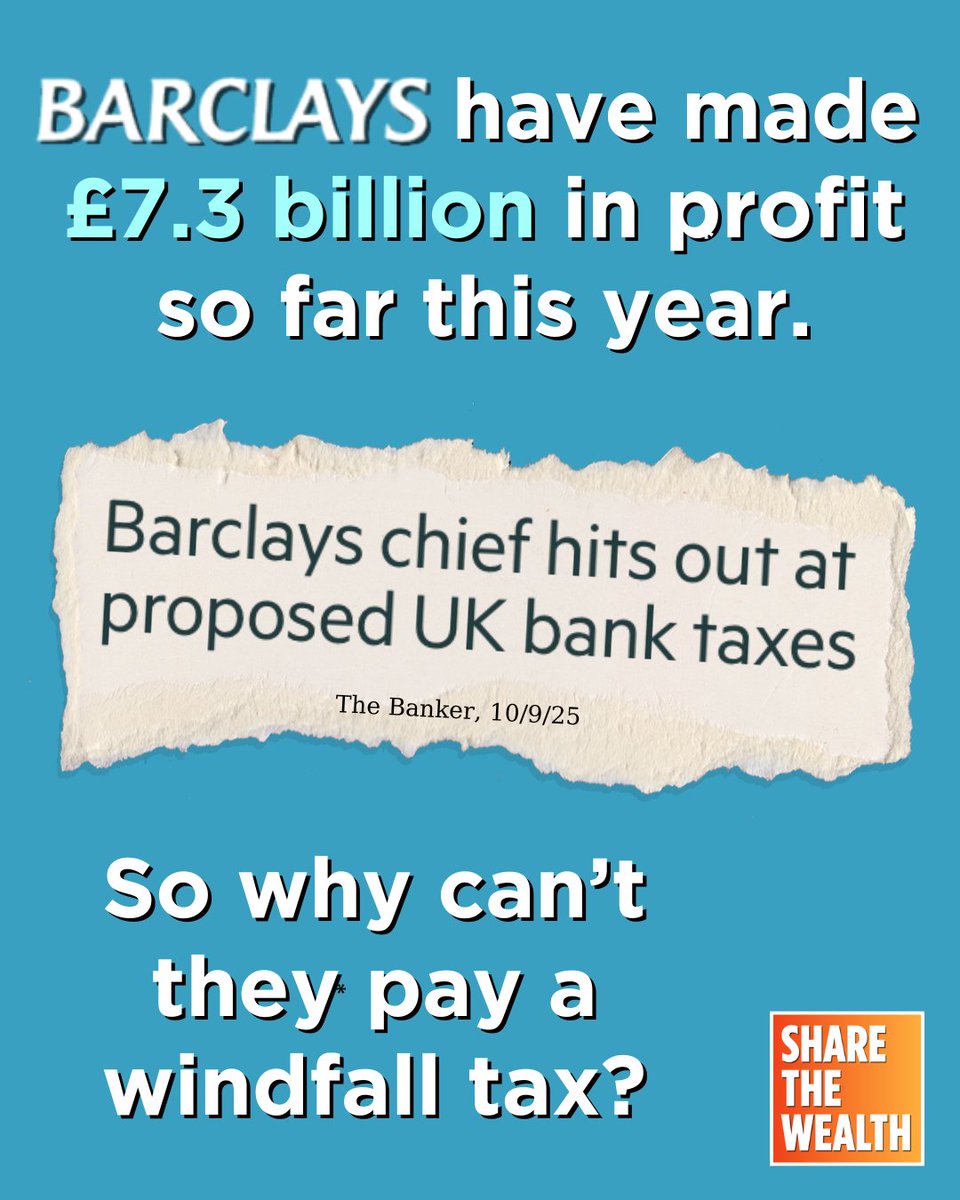 NEW: Barclays have made £7.3 billion in profit so far this year, according to latest figures released today.

Their CEO thinks higher taxation on banks is 'facile and fallacious logic'.

But a windfall tax on the Big 4 UK banks could raise billions to invest in public services.