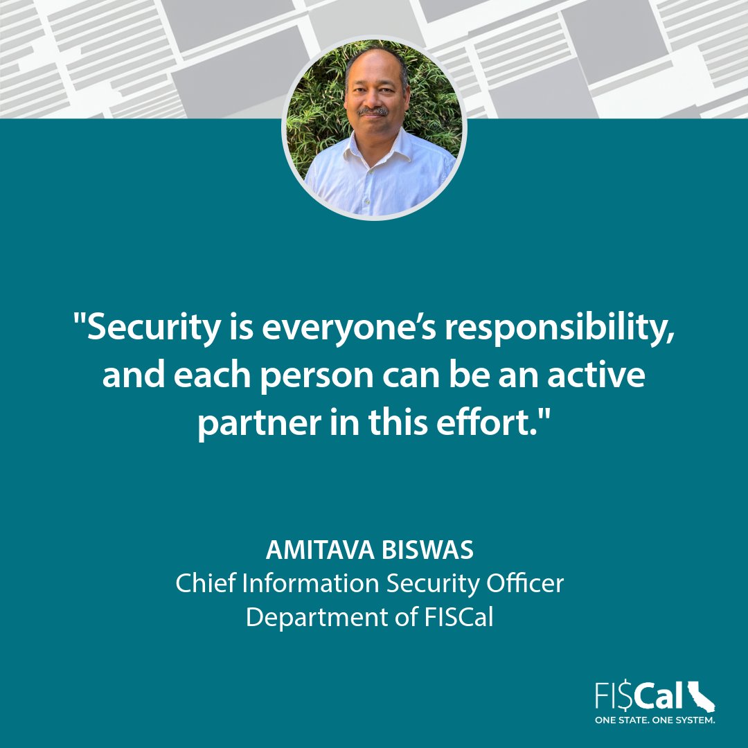 Our newsletter included four articles.

Today, we are placing the focus on cybersecurity awareness month, with a message from FI$Cal’s Chief Information Security Officer. 

🔗 Read the article: Bit.ly/4nh5T9F

#Finance #Technology #California