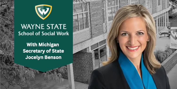 Join us Oct. 30 from 7-9PM for Courageous Conversations: A Conversation on Voters’ Rights in Michigan featuring Michigan Secretary of State Jocelyn Benson. Free event + 2 Social Work CEs. All are welcome. Register by Oct. 27: bit.ly/47eZeXy