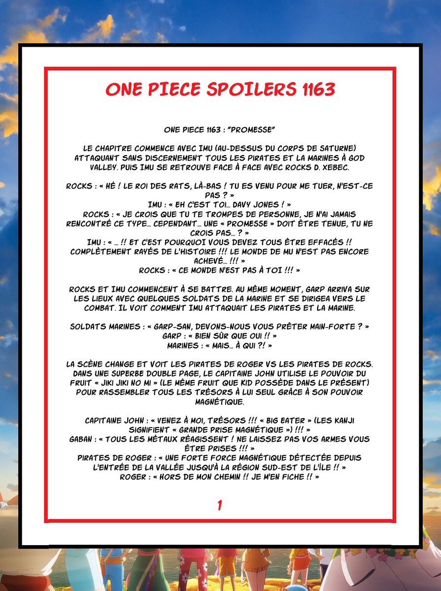 OPspoiler_'s tweet photo. #ONEPIECE1163 

🚨 SPOILS COMPLETS 🚨 https://t.co/NDt7cVr4z0