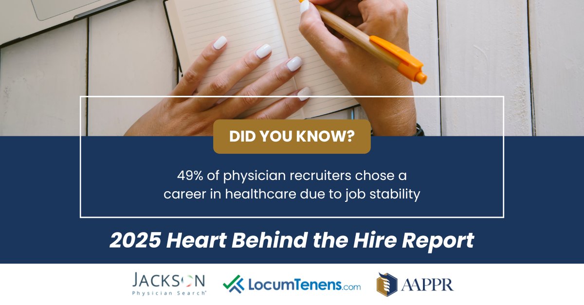 Uncover the balance of meaning and pragmatism in The Heart Behind the Hire, from AAPPR, Jackson Physician Search, and LocumTenens.com.

👉 bit.ly/4gwVYLq 

#AAPPR #PhysicianRecruitment #NewResearch