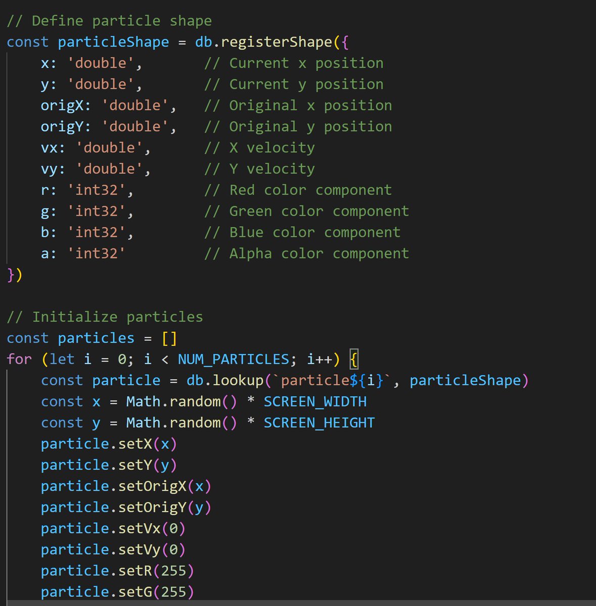 uNetworkingAB's tweet image. I ported the in-memory DB particle benchmark to JavaScript and it absolutely nosedives in performance. I get 10 FPS, the C++ app got 60+ FPS. But this is still better than the 1-2 FPS you get with Redis, and it shows the JS interface could work. Perf. is indeed underwhelming 🤔