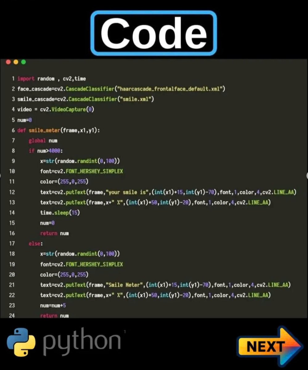 PythonPr's tweet photo. Smile detection using Python https://t.co/isi4WNgwi6