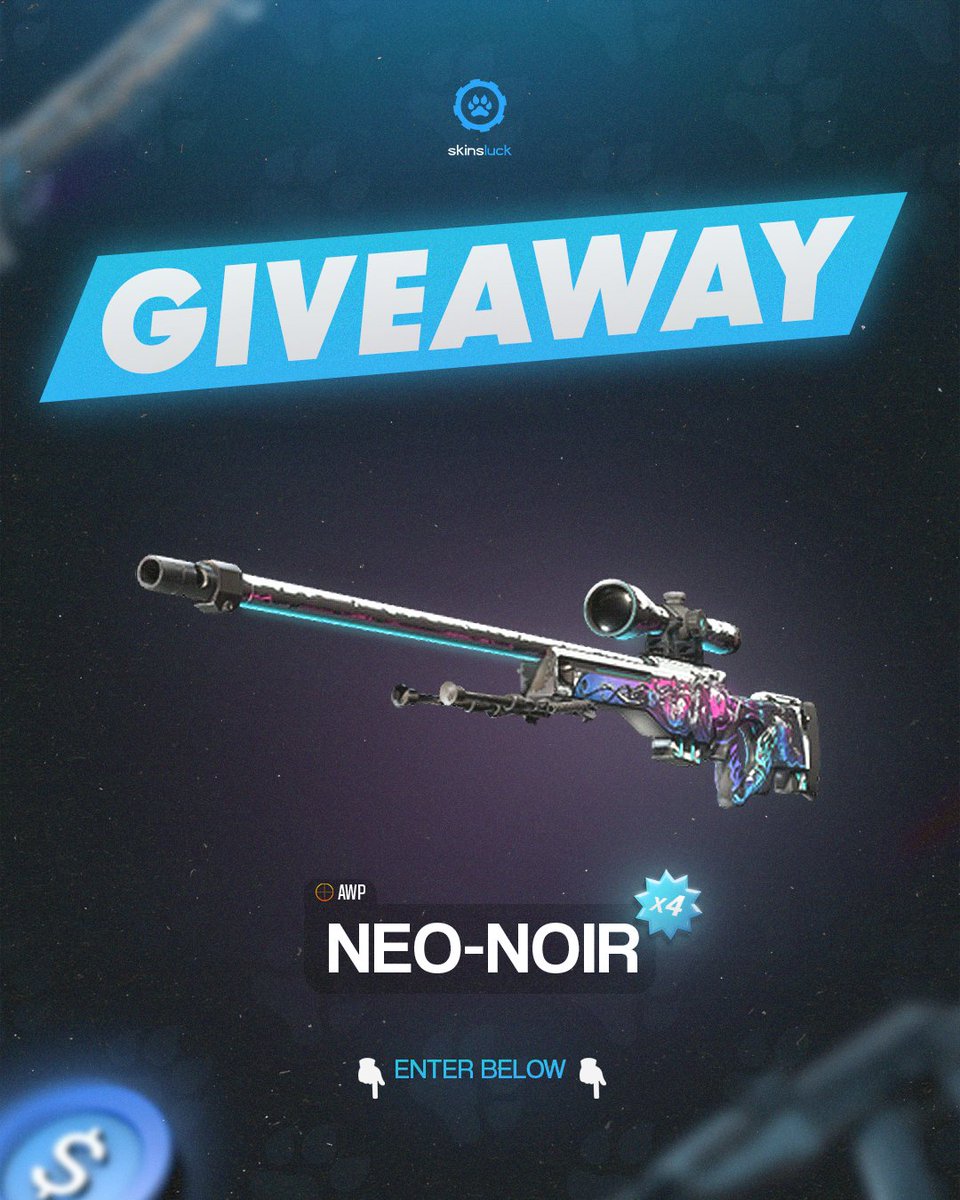 Celebrate our 15% Bonus on Skin Deposits with this HUGE giveaway!

🔥 4x FN AWP | Neo Noir 🔥

To enter:
🔹 Like &amp; Repost
🔹 Follow <a href="/SkinsLuck/">SkinsLuck</a>
🔹 Tag 2 friends

Ends Tuesday, GLHF 🐾