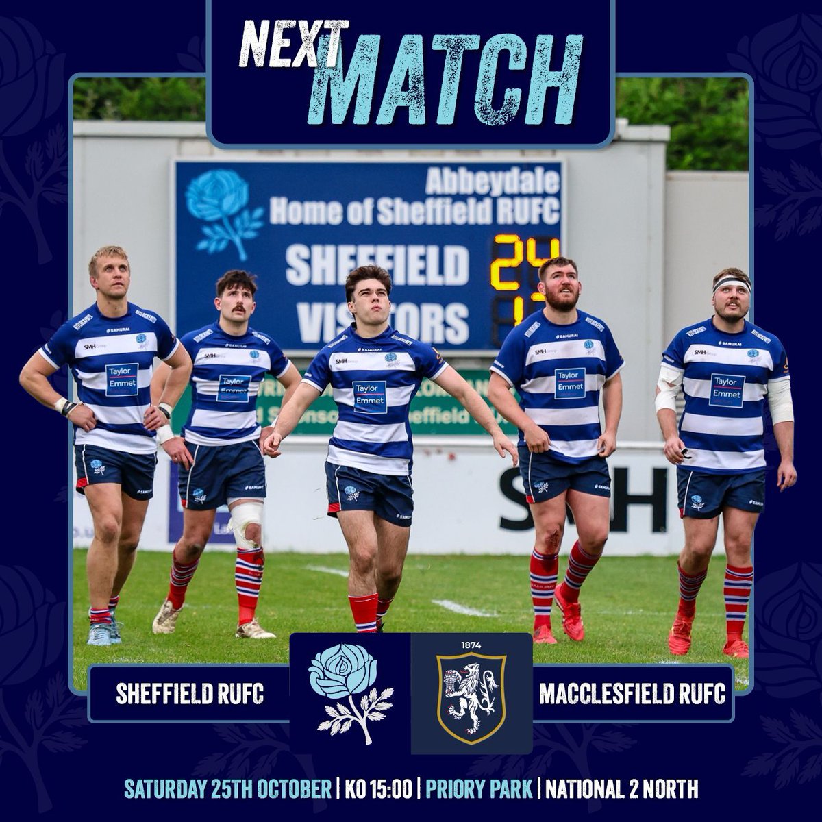 Following a comprehensive win against Hull at Abbeydale, this weekend we're on the road as we make the trip over the peaks to take on 3rd place Macclesfield!

🆚 @MaccRuby
📆 Saturday 25th October
🕒 3pm KO
🏟 Priory Park, SK10 4AF
🏆 National 2 North

#UTH @natleague_rugby